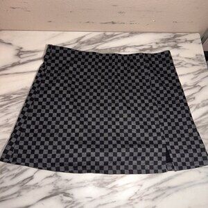 American Eagle Skort Skirt Mini Micro SZ L Checkered Grunge Y2K Goth Stretch